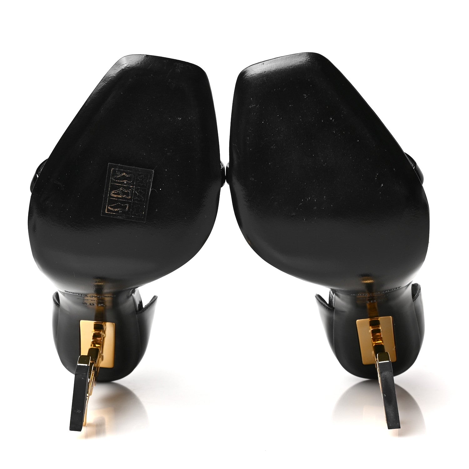 Saint Laurent Patent Calfskin Opyum 110 Sandals 38.5 Black Gold 5 of 7