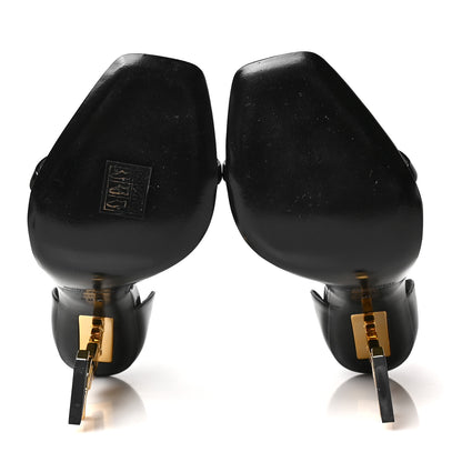 Saint Laurent Patent Calfskin Opyum 110 Sandals 38.5 Black Gold 5 of 7