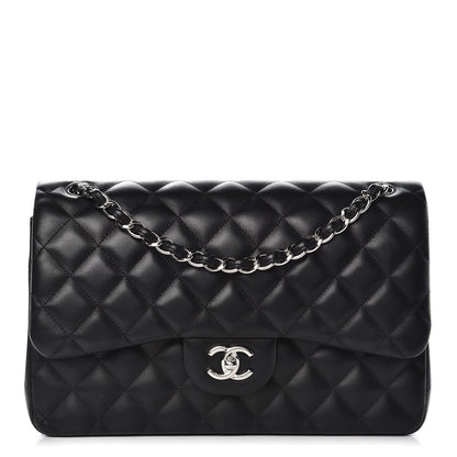 Chanel Lambskin Quilted Jumbo Double Flap Black 1 of 9