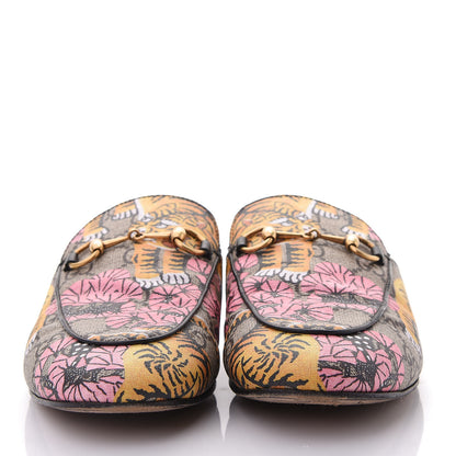 Gucci GG Supreme Monogram Bengal Womens Princetown Slippers 38.5 Beige Crop Pink 2 of 11