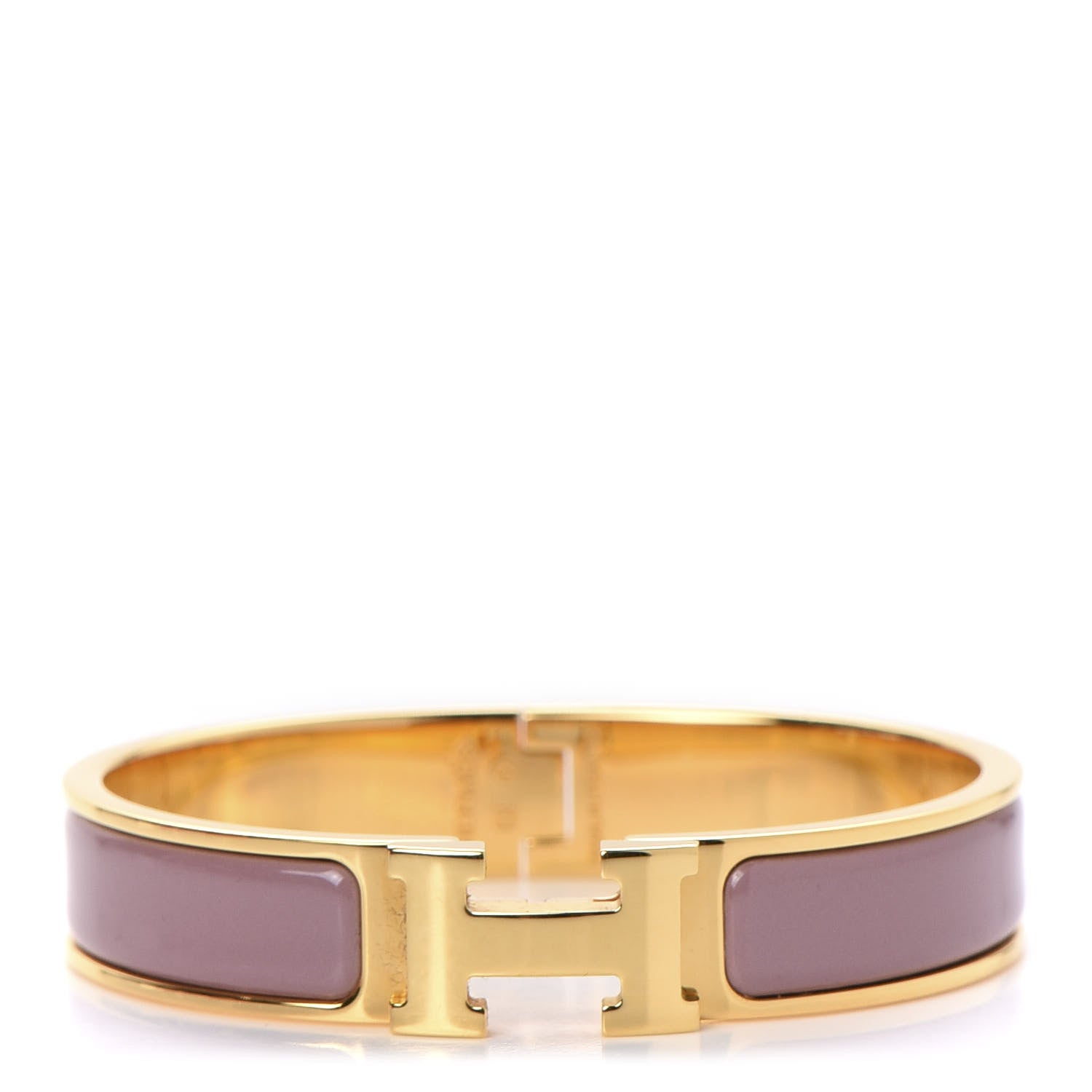Hermes Enamel Narrow Clic Clac H Bracelet PM Bois De Rose 1 of 5