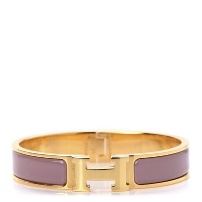 Hermes Enamel Narrow Clic Clac H Bracelet PM Bois De Rose 1 of 5