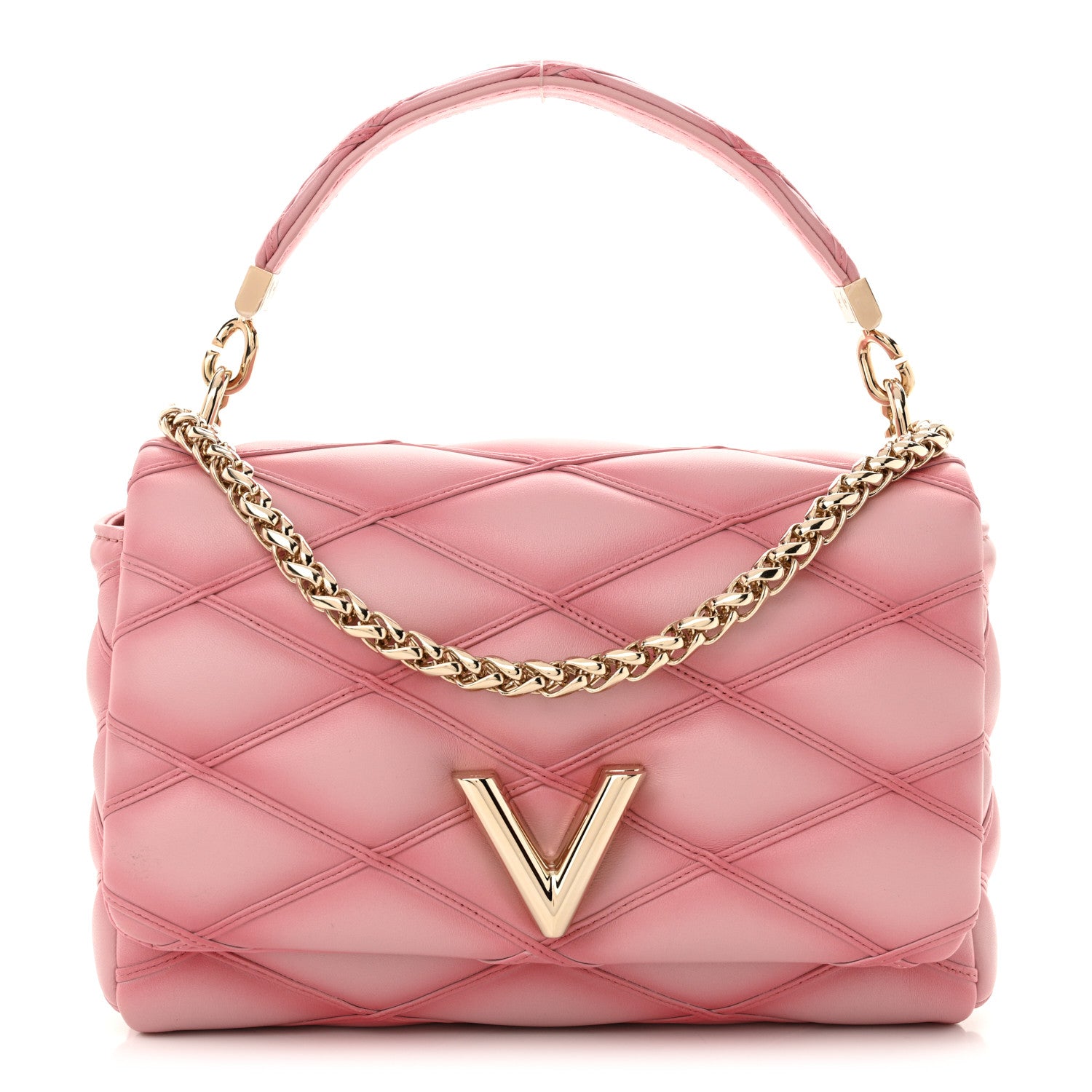 Louis Vuitton Lambskin Malletage Top Handle GO-14 MM Raspberry 1 of 10