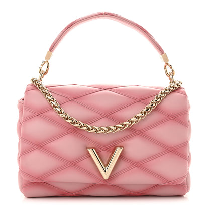 Louis Vuitton Lambskin Malletage Top Handle GO-14 MM Raspberry 1 of 10