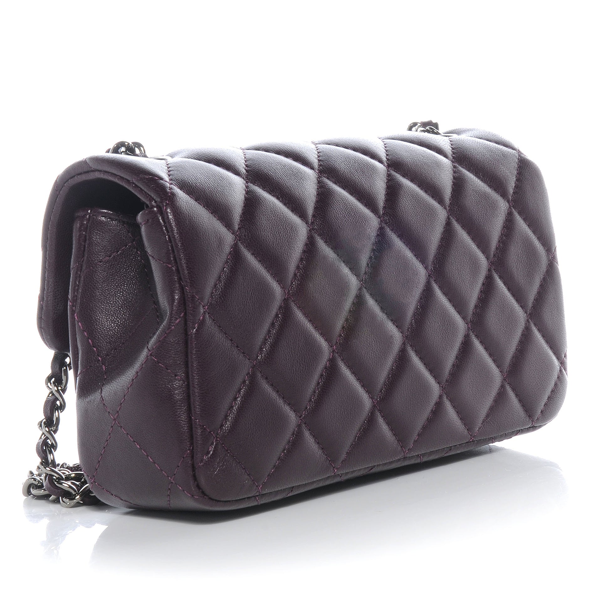 Chanel Lambskin Quilted Mini Flap Dark Purple 3 of 8