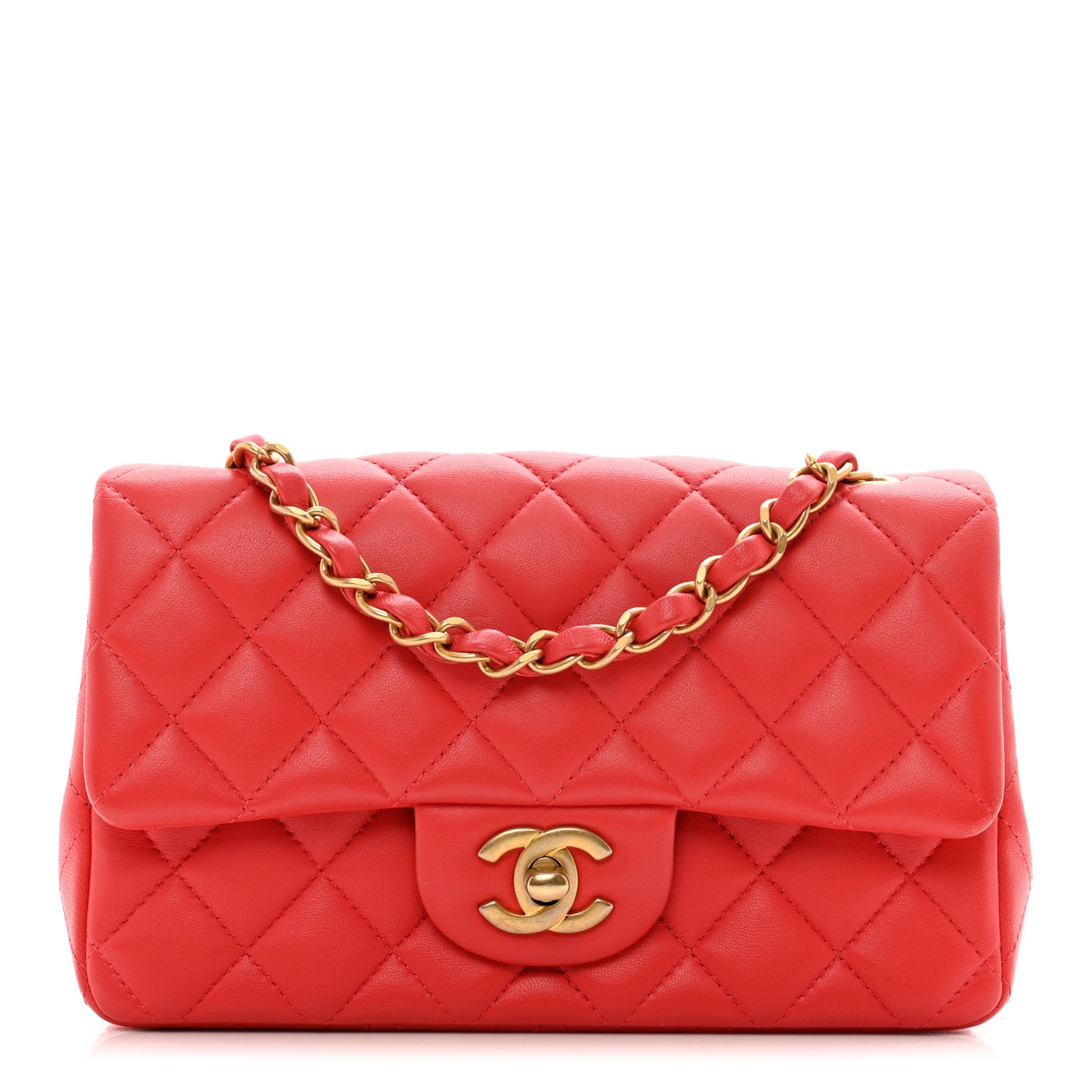 Chanel Lambskin Quilted Mini Rectangular Flap Red 1 of 11