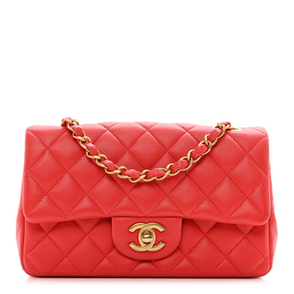 Chanel Lambskin Quilted Mini Rectangular Flap Red 1 of 11