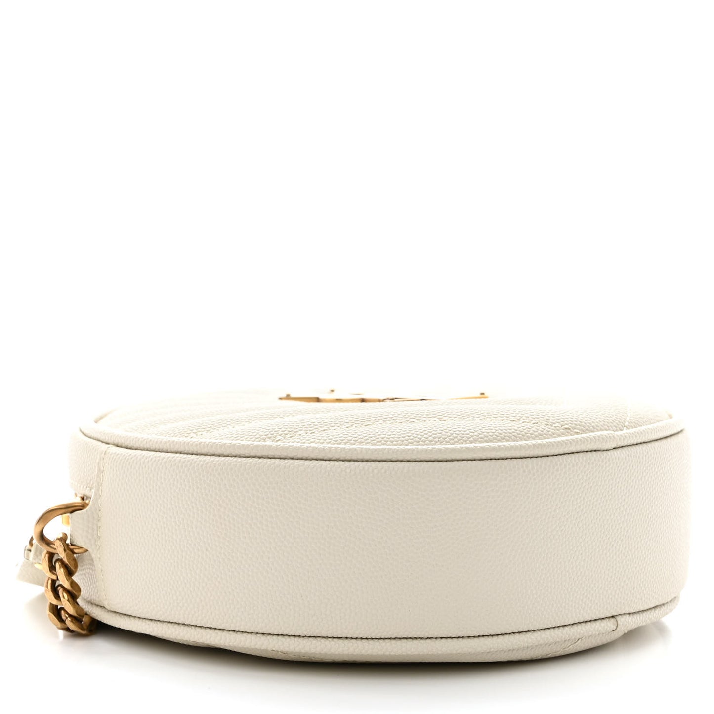 Grain De Poudre Matelasse Chevron Quilted Round Vinyle Camera Bag White