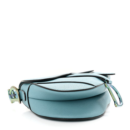 Christian Dior Grained Calfskin Saddle Bag Azure Blue 4 of 10