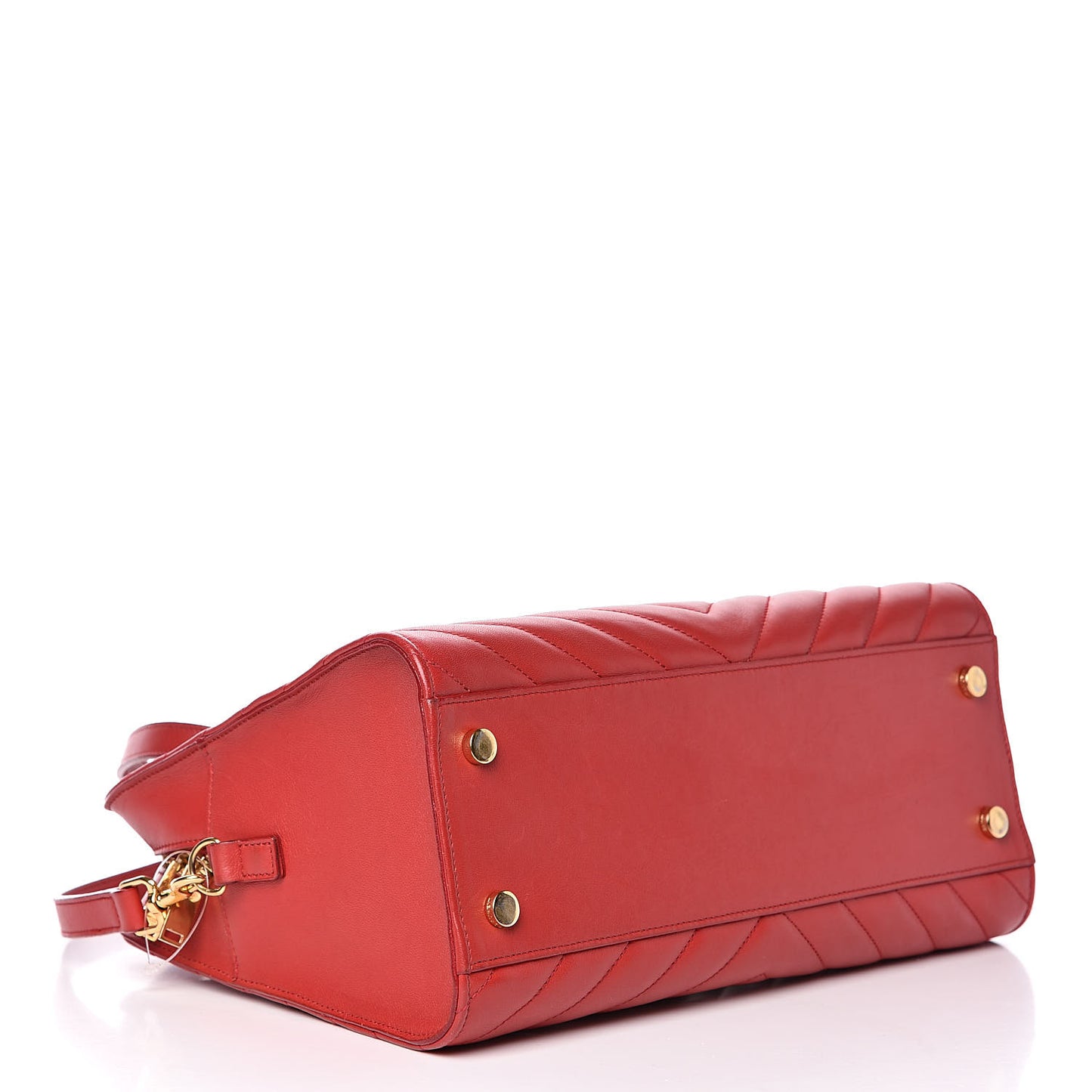 Calfskin Matelasse Chevron Small Monogram Cabas Lipstick Red