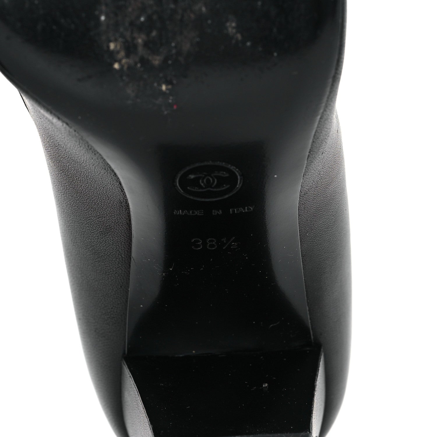 Chanel Lambskin Patent Calfskin Pearl Camellia Cap Toe Pumps 38.5 Black 7 of 10