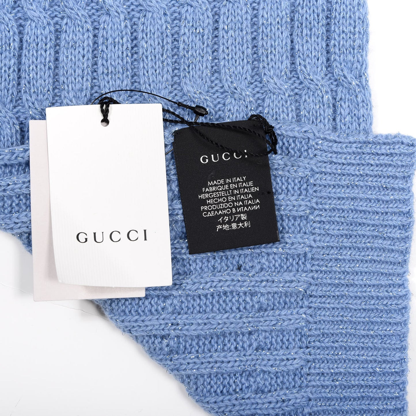 Wool Knit Shine Reg Scarf Bluette Sky Blue