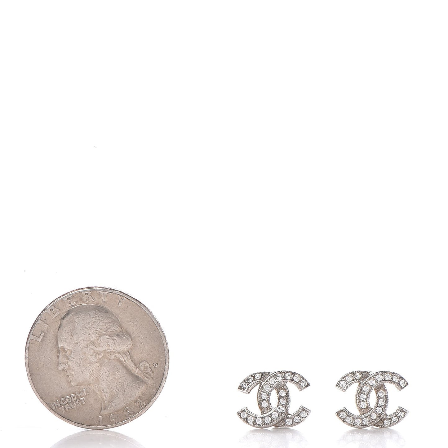 Crystal Mini CC Earrings Silver