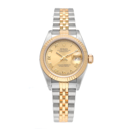 Rolex Stainless Steel 18K Yellow Gold 26mm Oyster Perpetual Datejust Watch Champagne Roman 79173 1 of 5