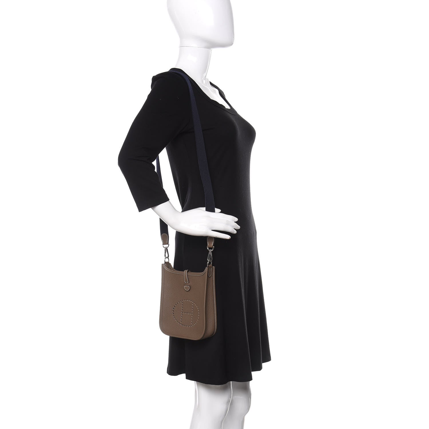 Hermes Taurillon Clemence Amazone Evelyne TPM Etoupe Bleu Indigo 2 of 11