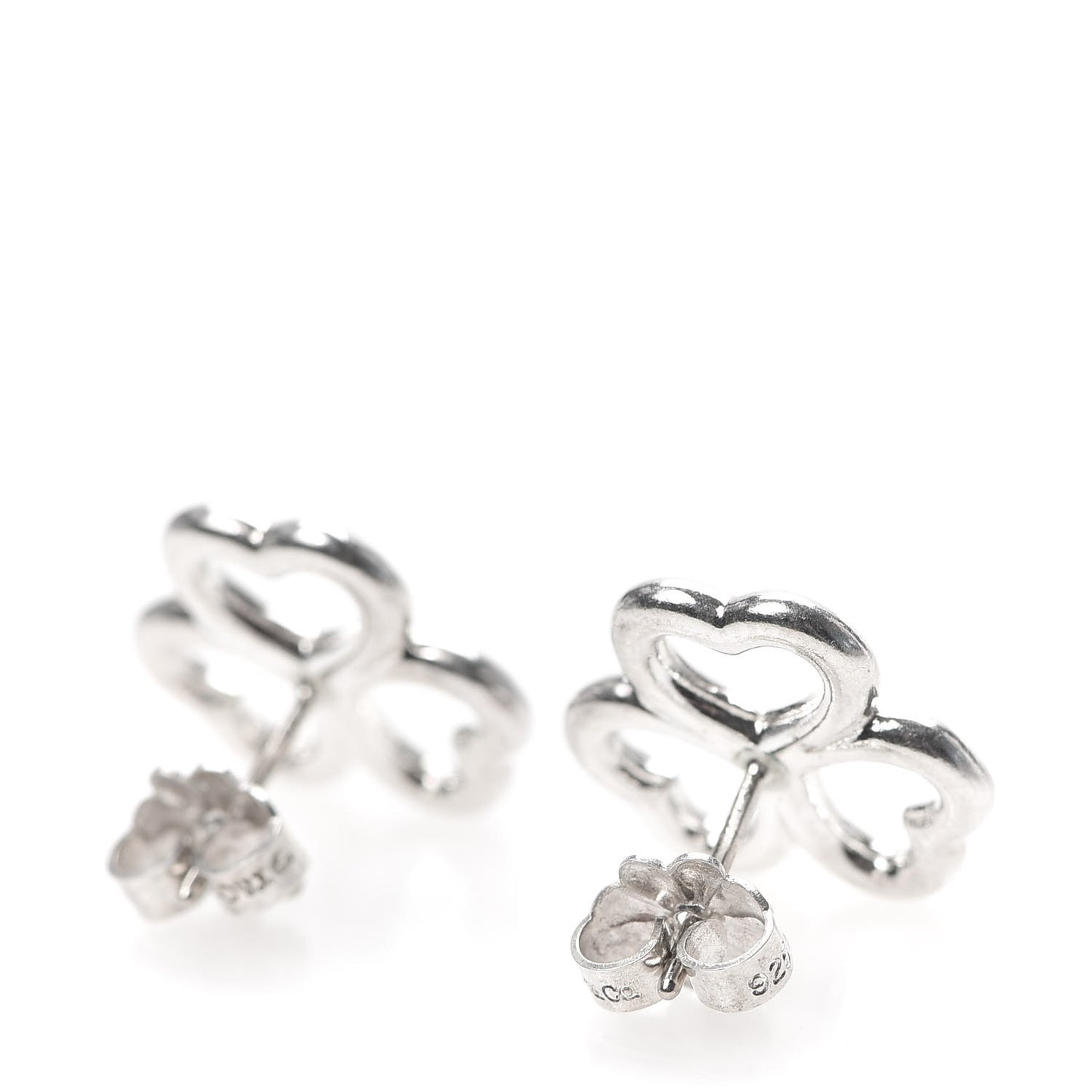 Sterling Silver Heart Clover Earrings