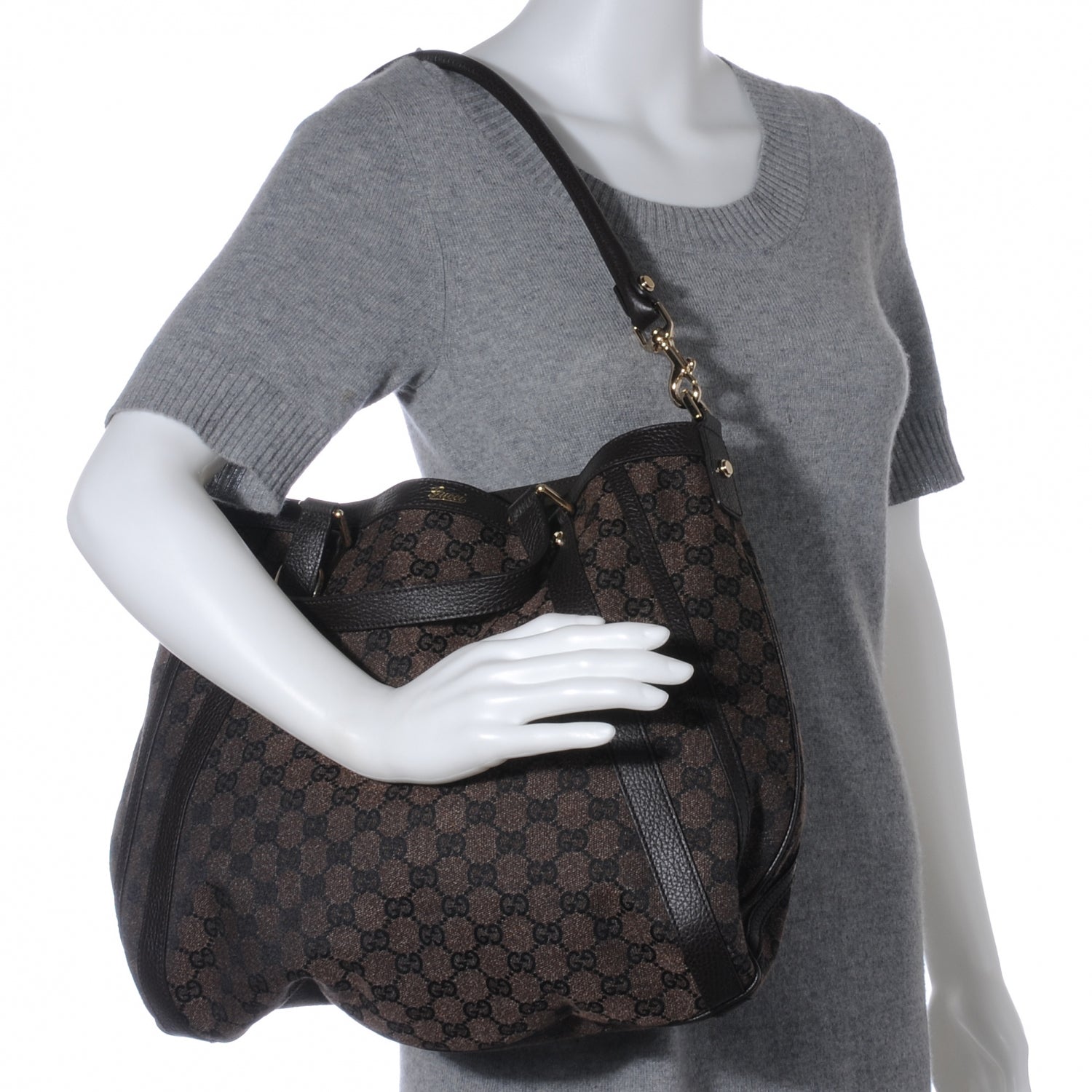 Gucci Monogram Medium Abbey Convertible Tote Dark Brown 2 of 7