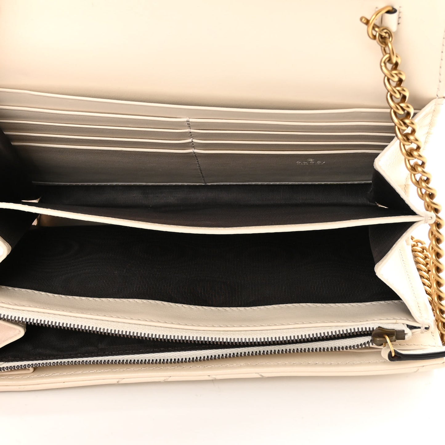 Calfskin Matelasse GG Marmont Chain Wallet Mystic White
