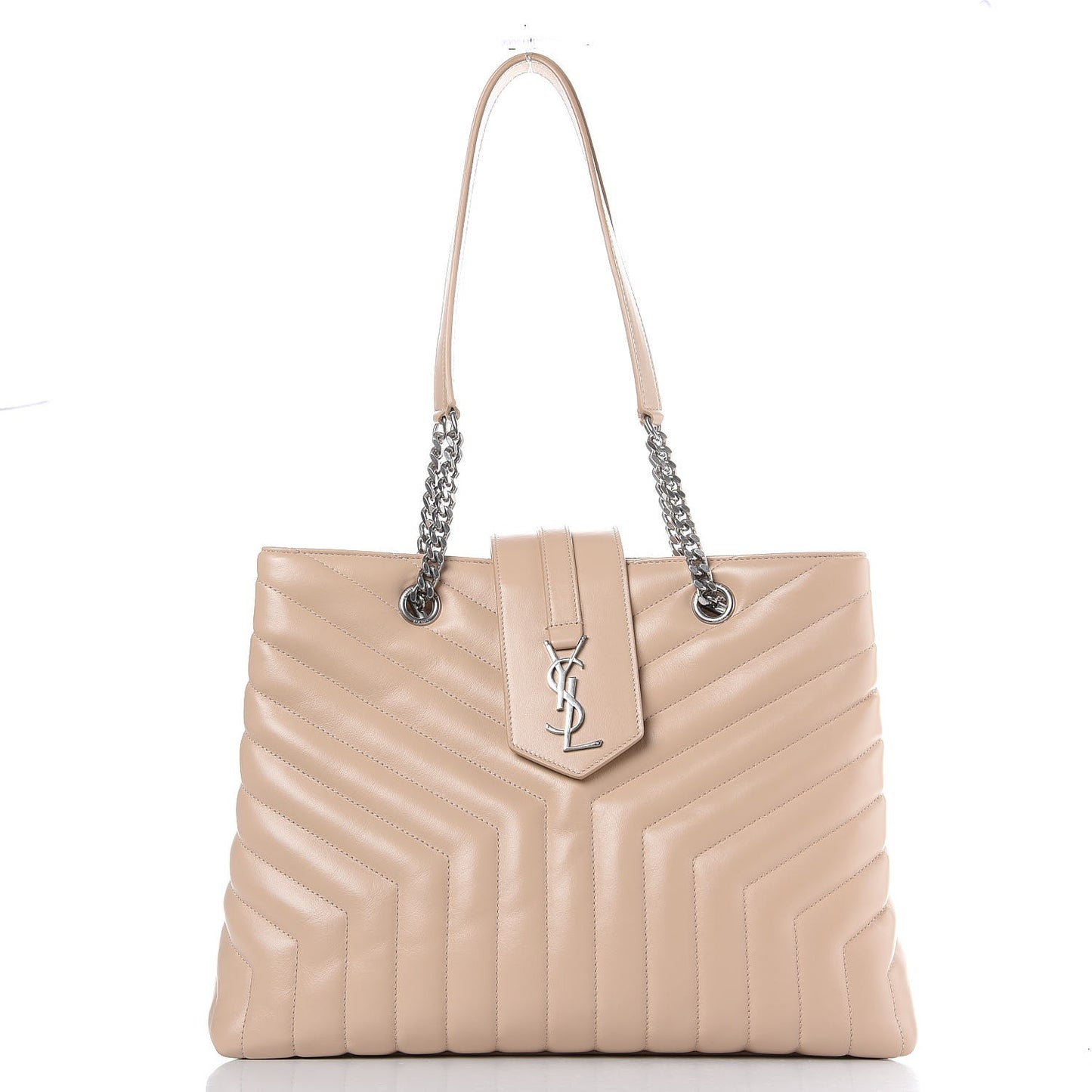 Calfskin Y Quilted Monogram Large Loulou Shopper Nude Powder