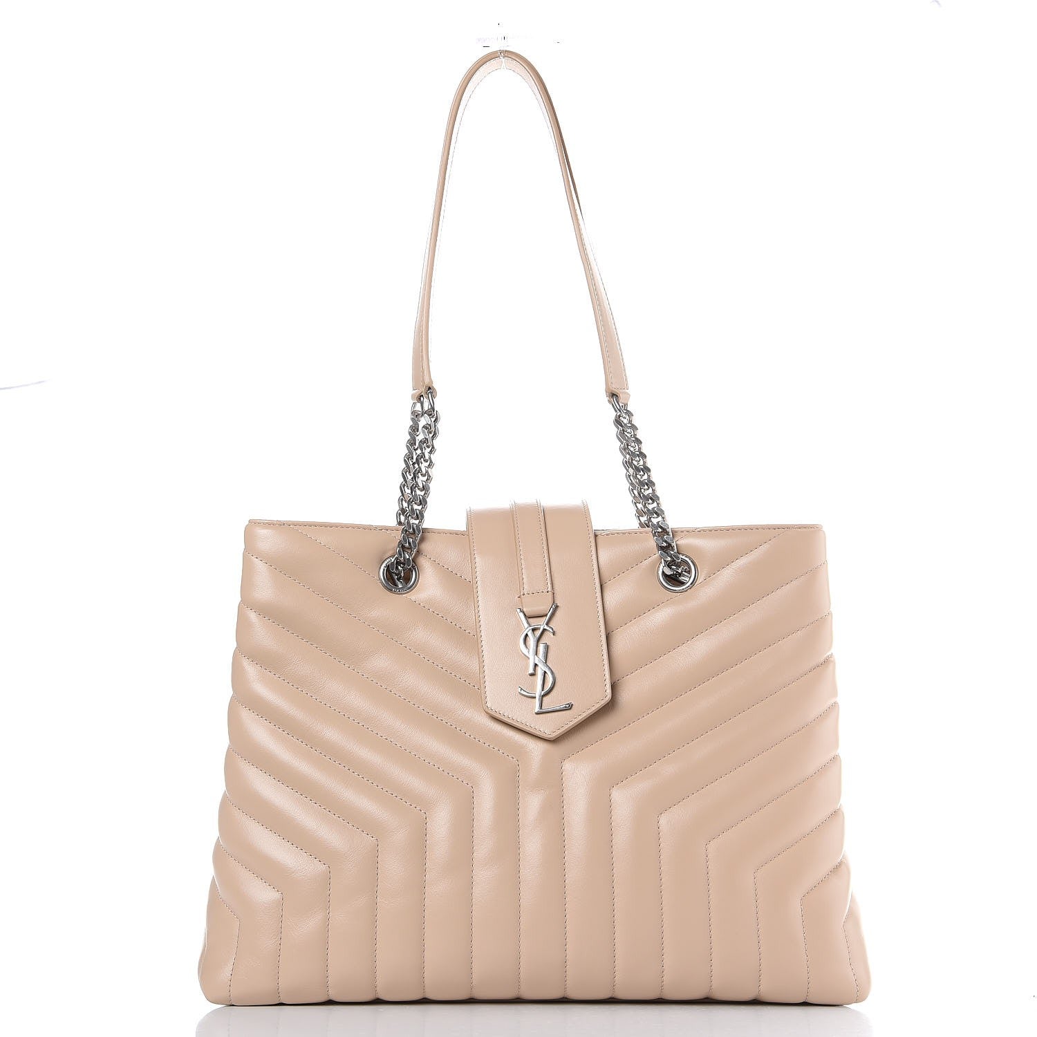 Saint Laurent Calfskin Y Quilted Monogram Large Loulou Shopper Nude Powder 1 of 7