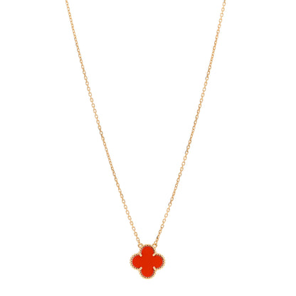Van Cleef & Arpels VAN CLEEF & ARPELS 18K Yellow Gold Carnelian Vintage Alhambra Pendant Necklace 1 of 6