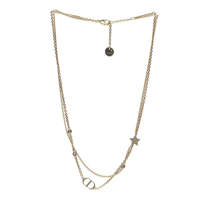Christian Dior Metal Crystal Petit CD Double Necklace Gold 3 of 6