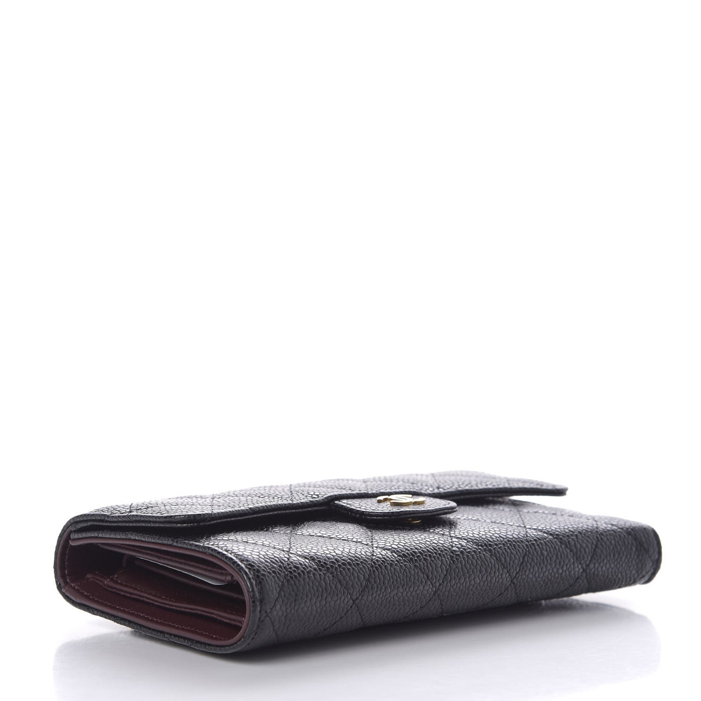 Caviar Quilted Long Flap Wallet Black