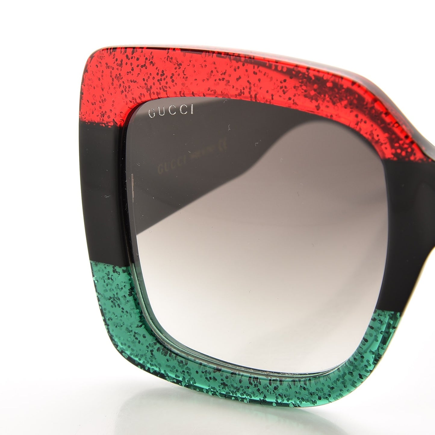 Square Frame GG0083S Sunglasses Glitter Red Black Green