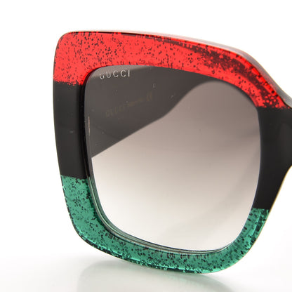 Gucci Square Frame GG0083S Sunglasses Glitter Red Black Green 8 of 9