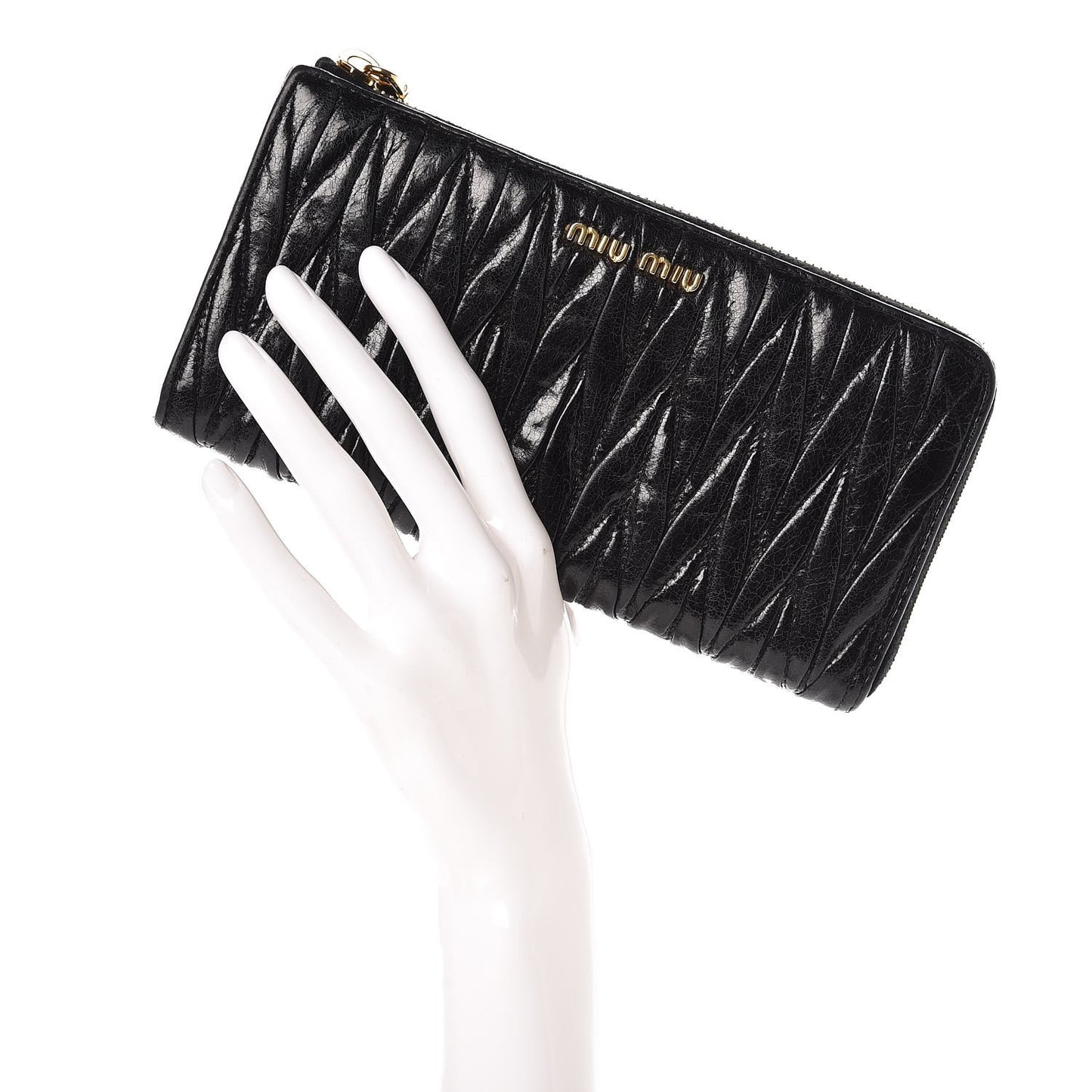 Nappa Matelasse Lux Zip Around Wallet Black