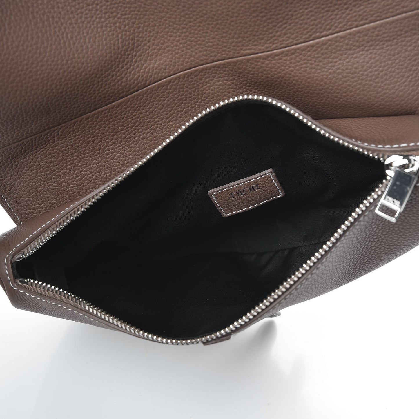 Grained Calfskin Saddle Bag Brown