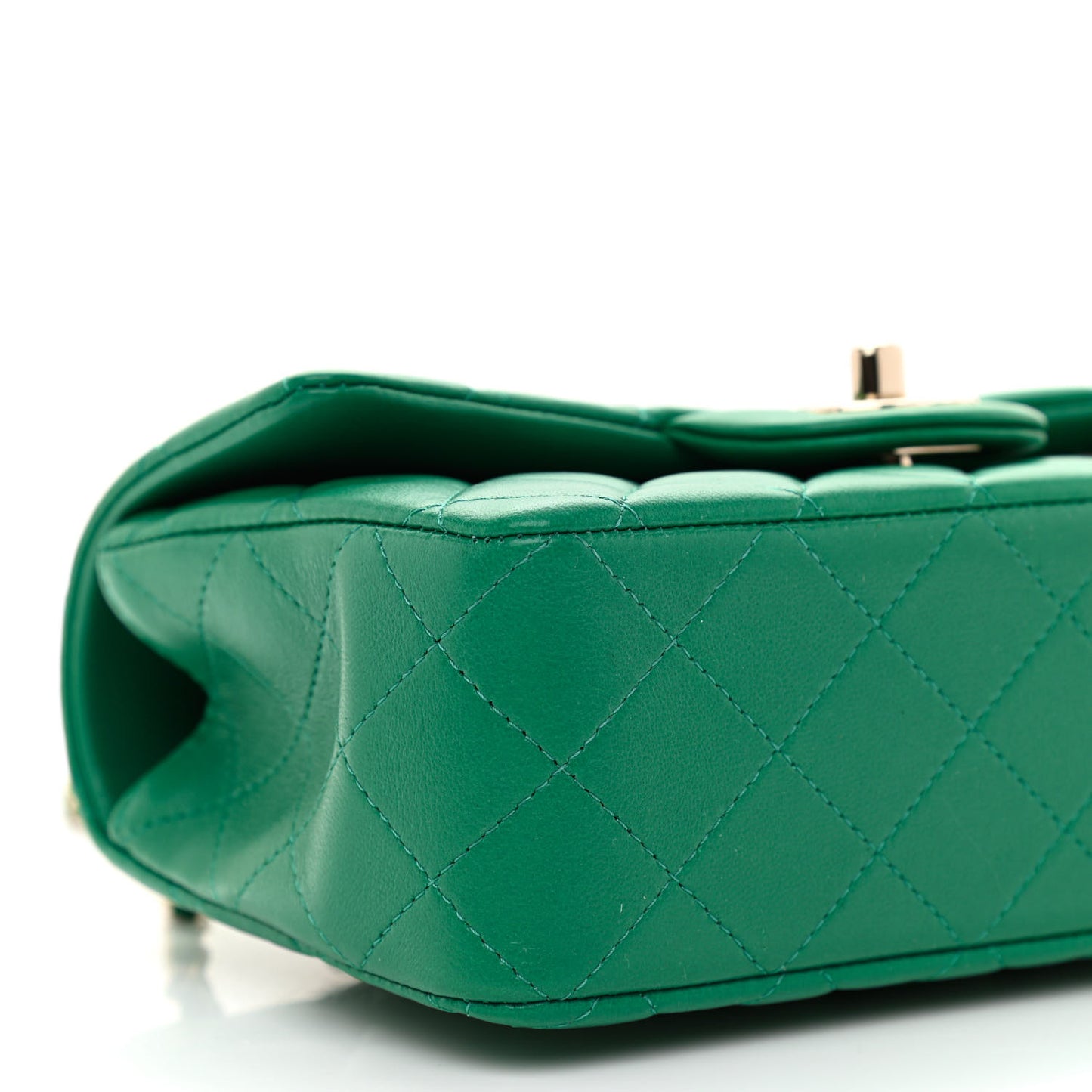 Lambskin Quilted Mini Top Handle Rectangular Flap Green