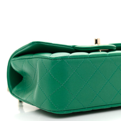 Chanel Lambskin Quilted Mini Top Handle Rectangular Flap Green 9 of 10