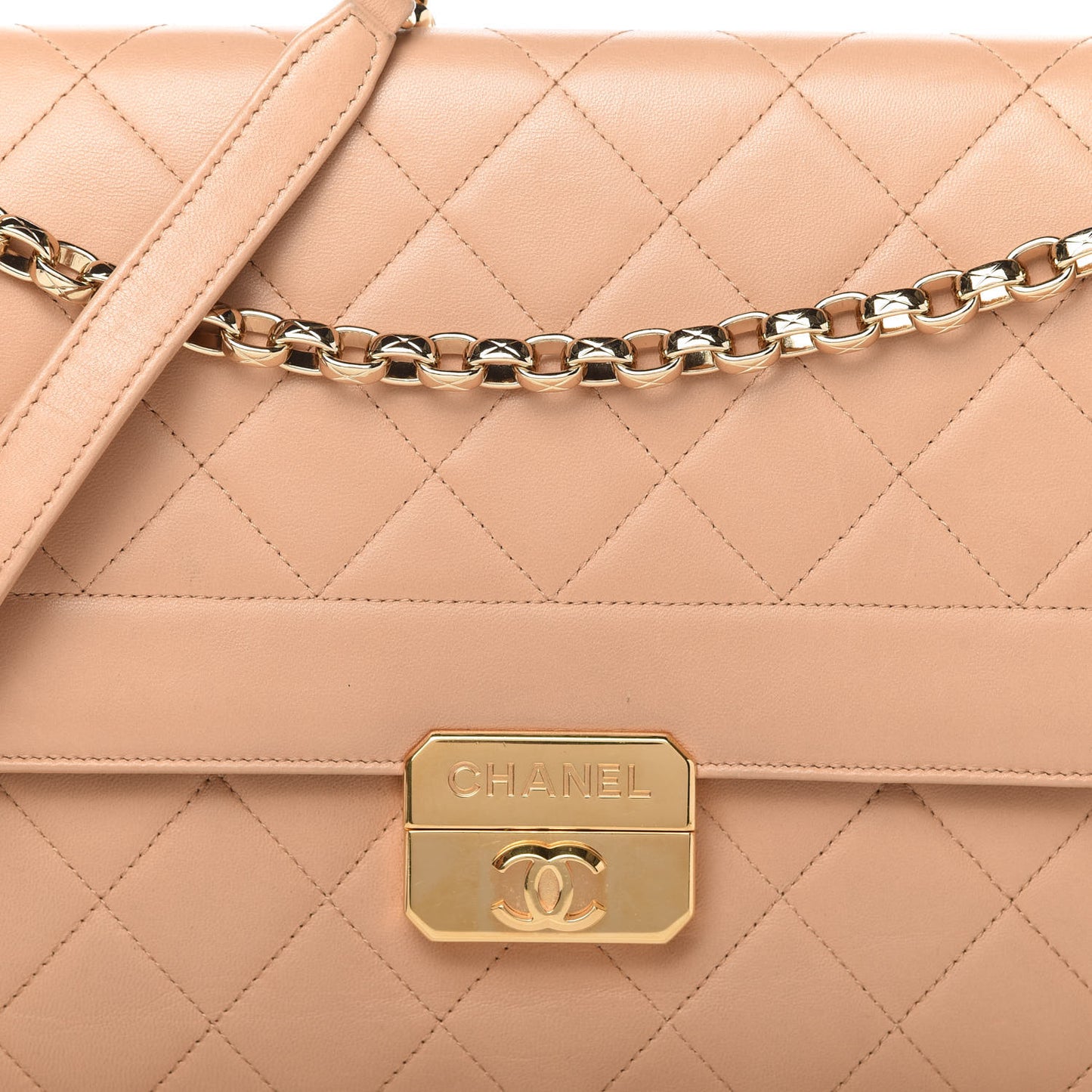 Lambskin Quilted Large Chic With Me Flap Beige