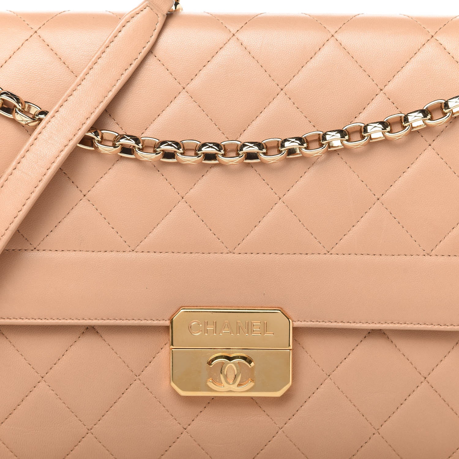 Chanel Lambskin Quilted Large Chic With Me Flap Beige 10 of 10