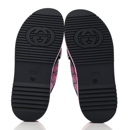 Gucci Monogram Multicolor Criss Cross Platform Slide Sandals 39 Pink Blue 5 of 8