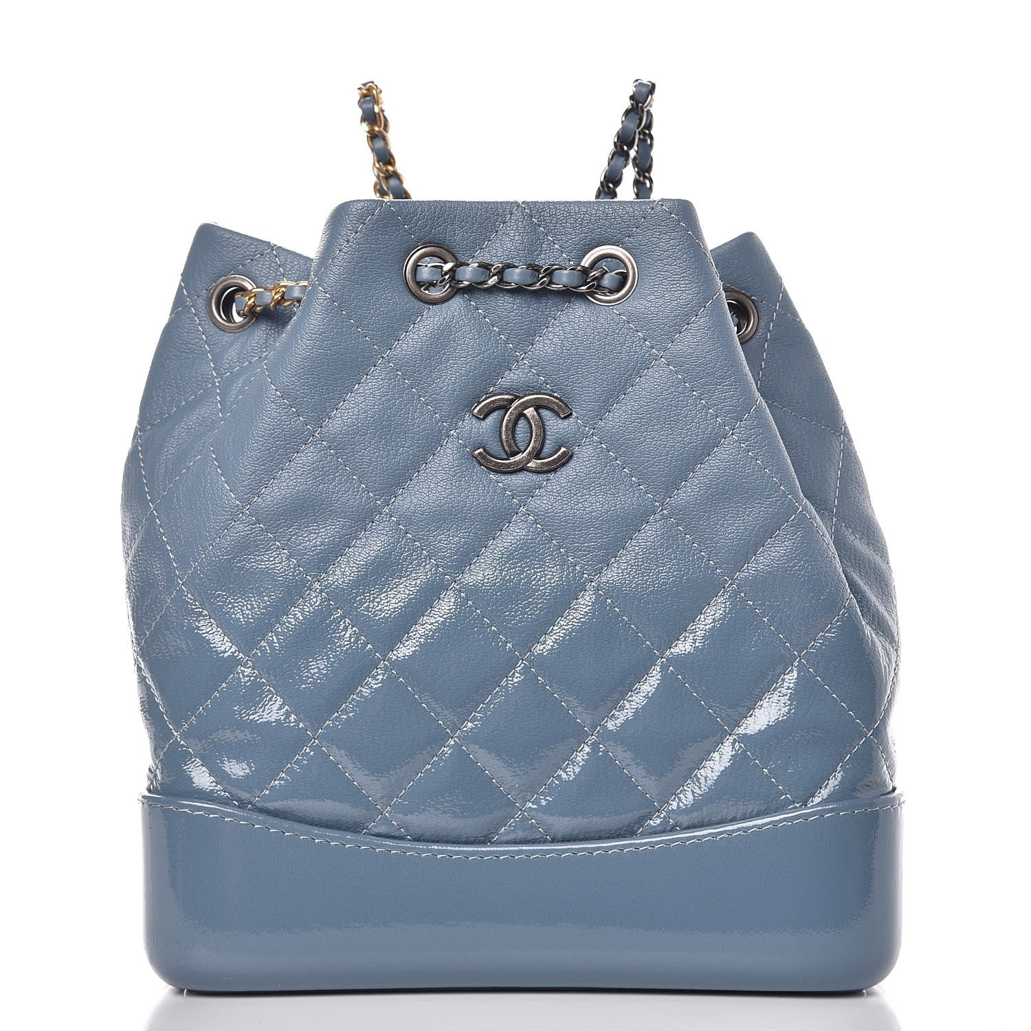Chanel Patent Goatskin Quilted Small Gabrielle Backpack Blue 1 of 8