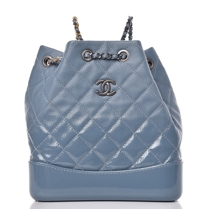 Chanel Patent Goatskin Quilted Small Gabrielle Backpack Blue 1 of 8