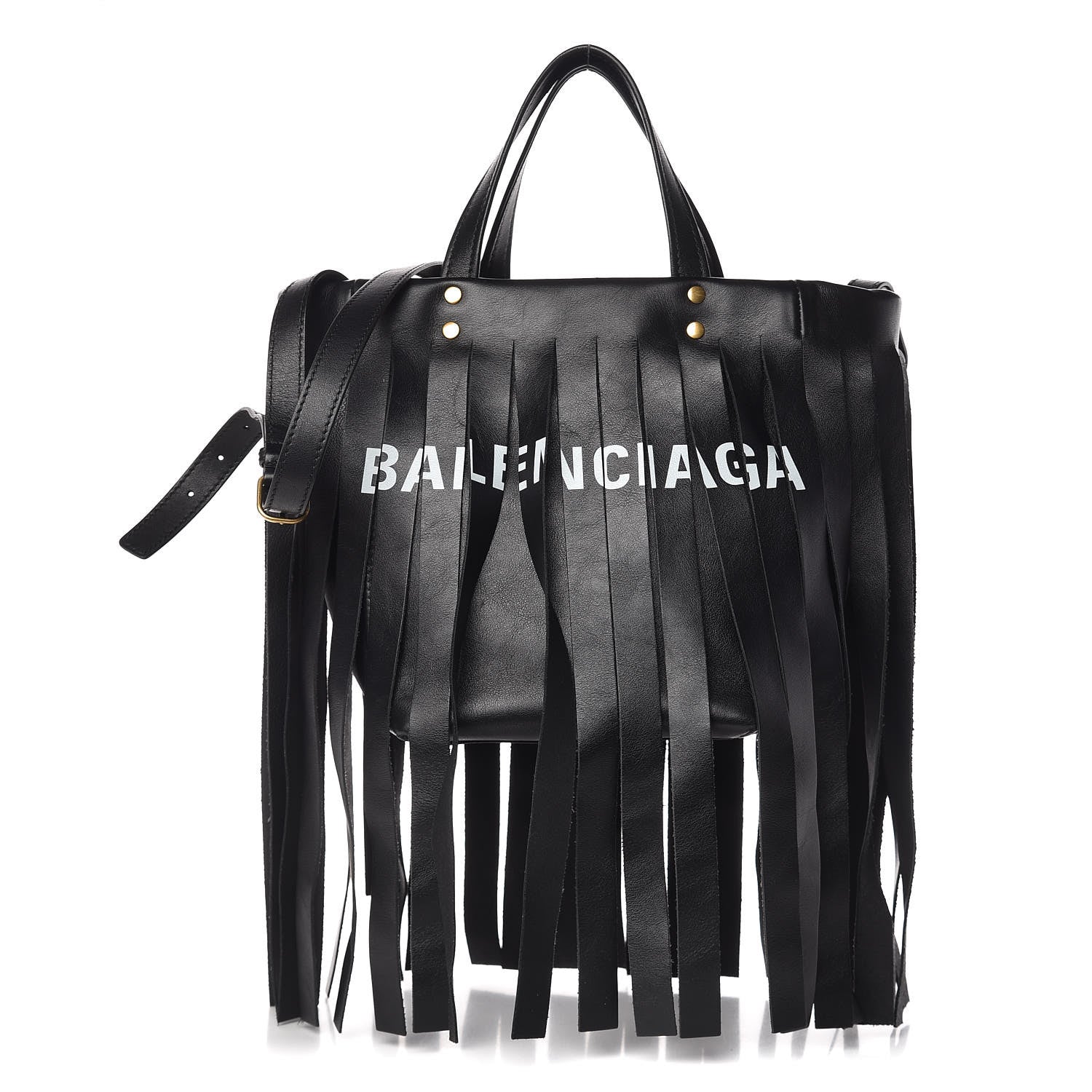 Balenciaga Calfskin XS Fringe Laundry Cabas Black 1 of 9