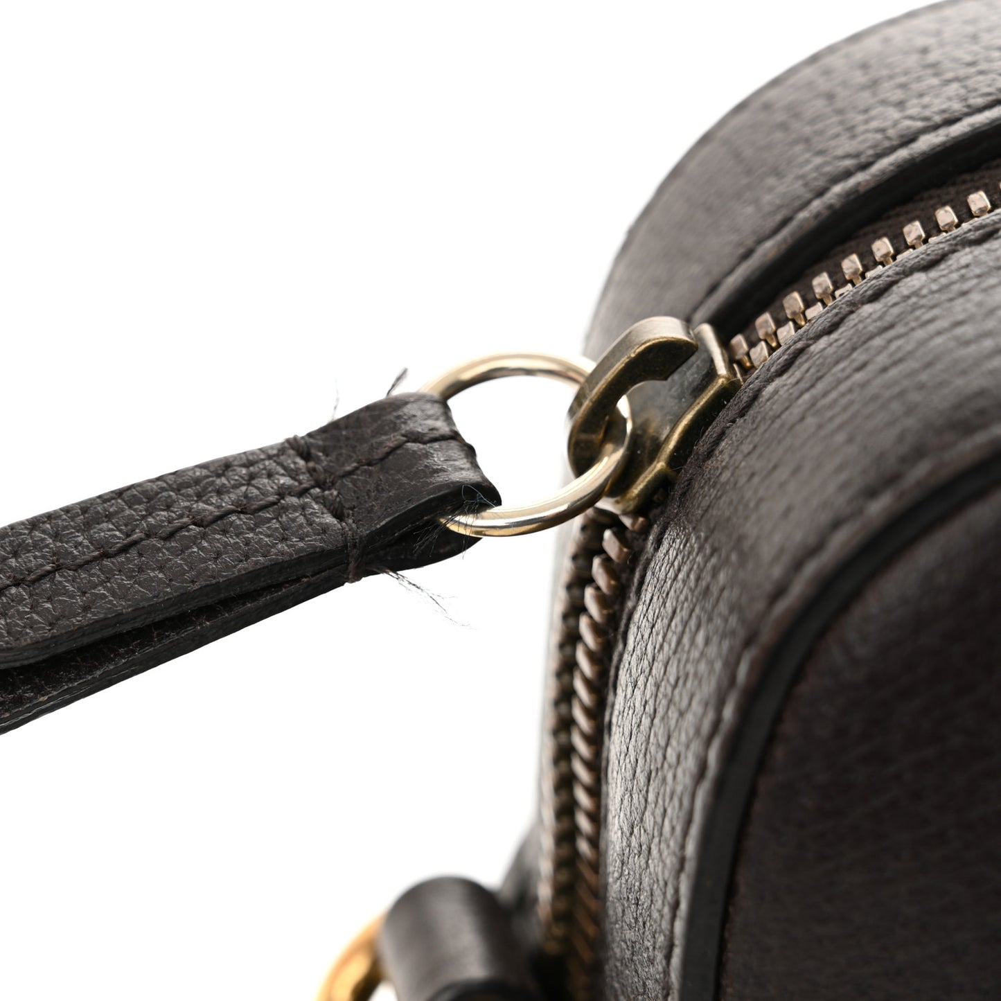 Textured Calfskin Web Small Webby Bee Shoulder Bag Brown Coffee
