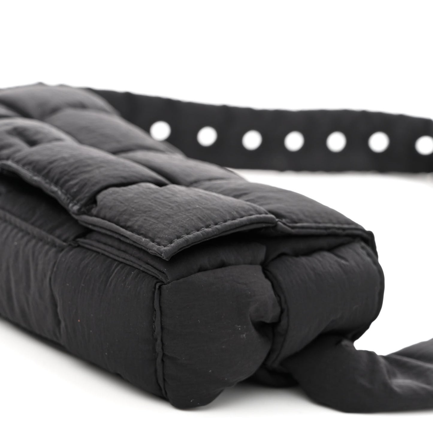 Nylon Intrecciato Padded Tech Mini Cassette Belt Bag Black