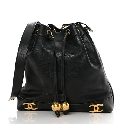Chanel Caviar CC Drawstring Shoulder Bag Black 3 of 13