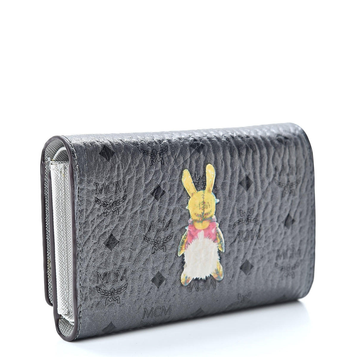 Metallic Visetos Rabbit Tri-Fold Wallet Silver