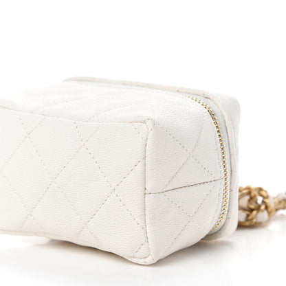 Chanel Caviar Quilted Mini Top Handle Vanity With Chain White 7 of 11
