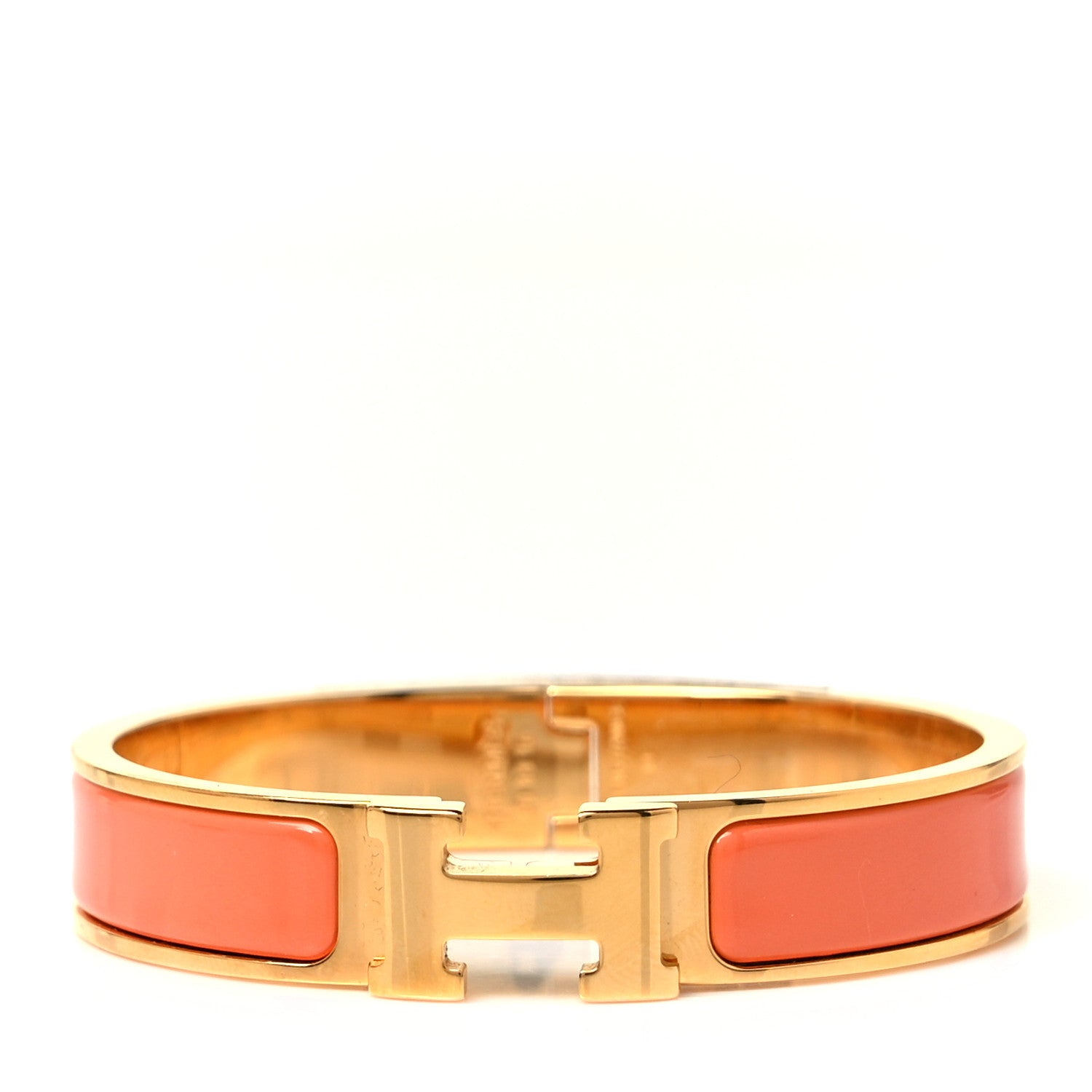 Hermes Enamel Narrow Clic Clac H Bracelet PM Peach Melba 1 of 5