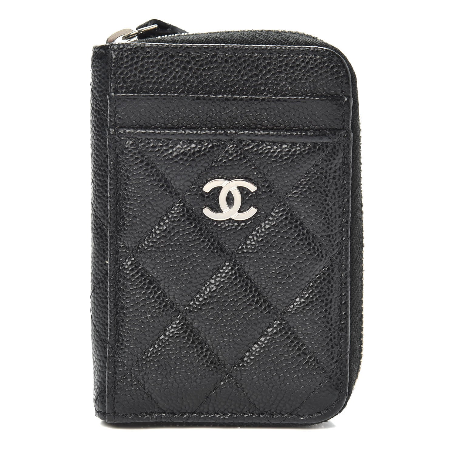 Chanel Caviar Quilted Zip Card Holder Black 1 of 16