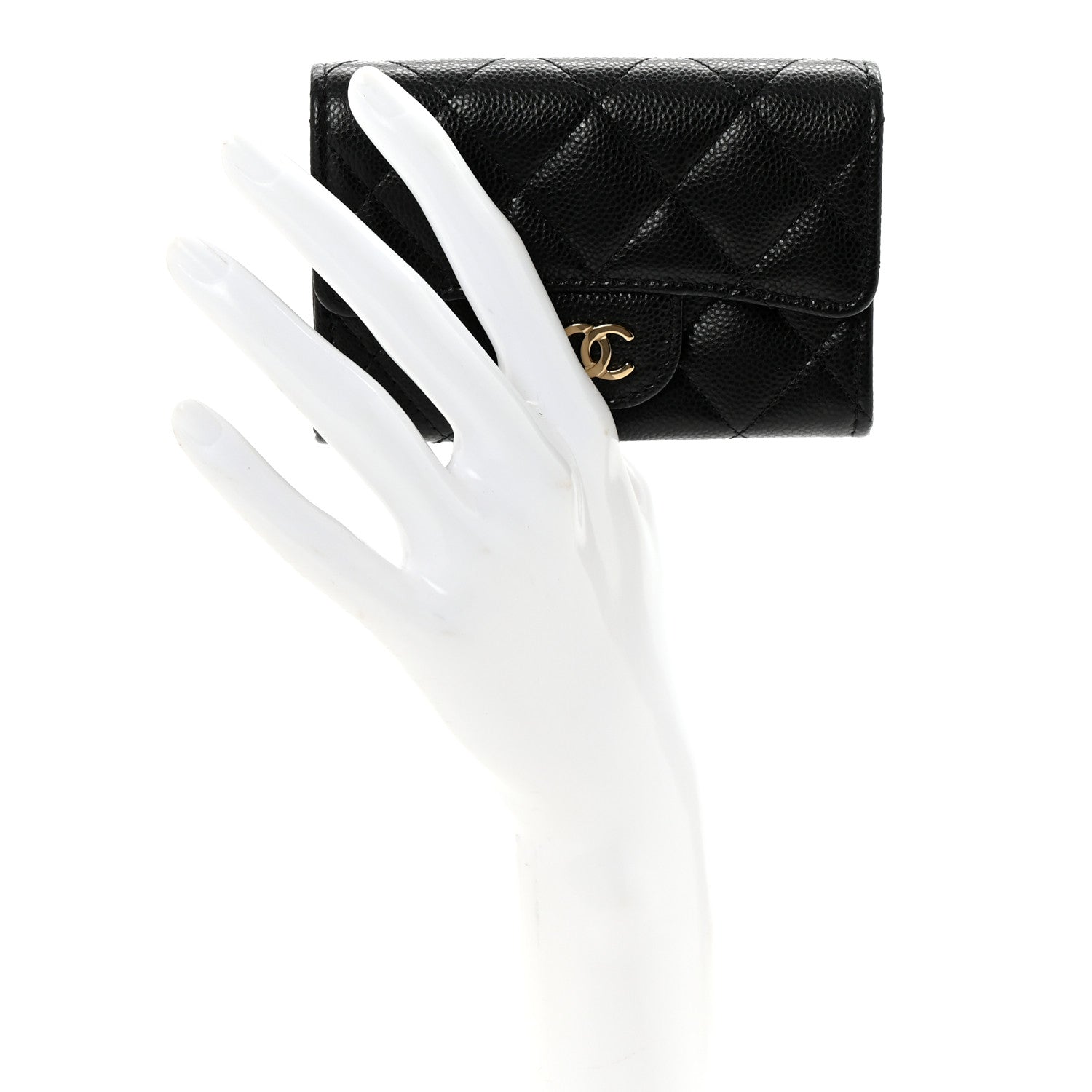 Chanel Caviar Quilted Flap Card Holder Wallet Black 2 of 9