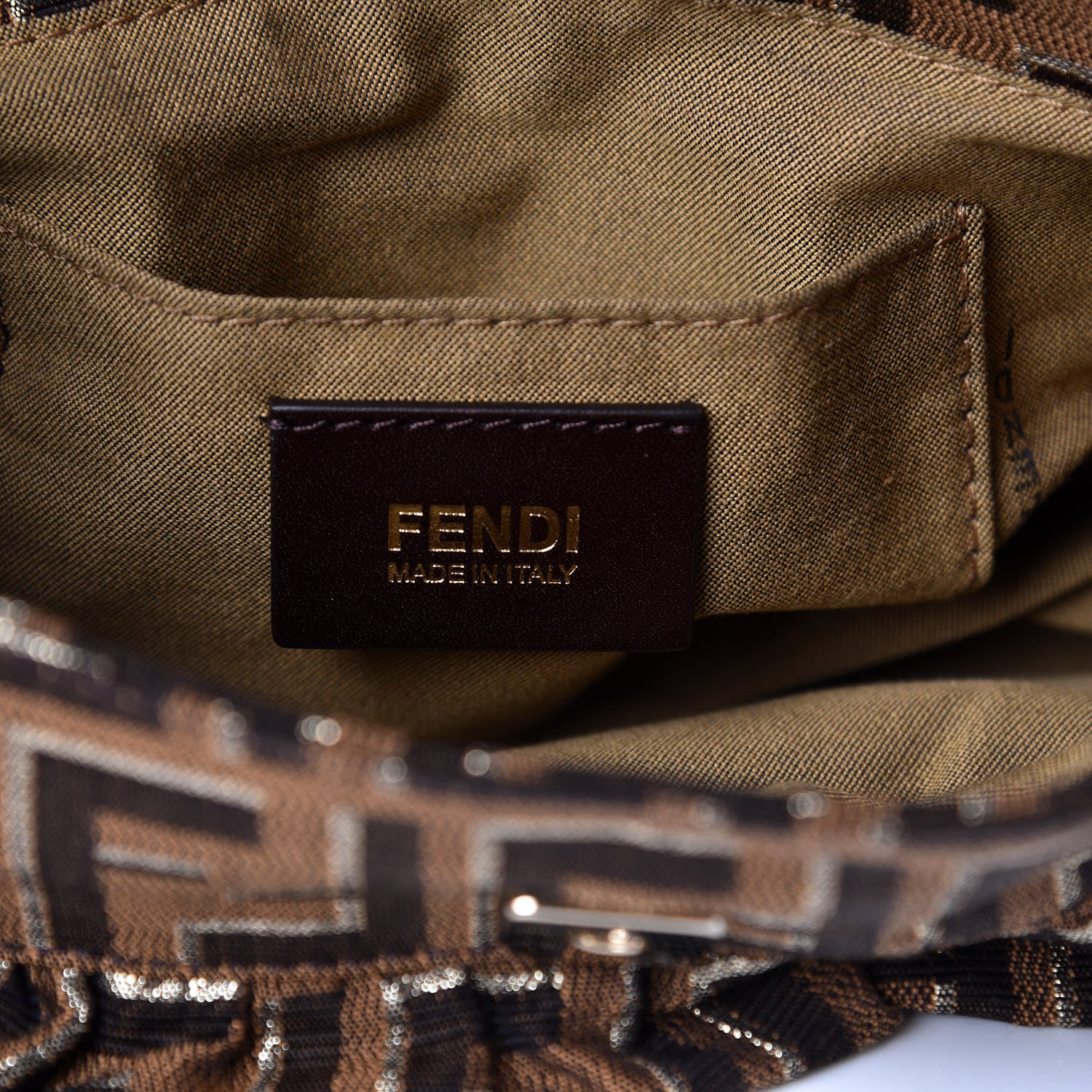 Fendi Zucca Vitello Small Chef Shoulder Bag Tobacco Oro Moro 6 of 11
