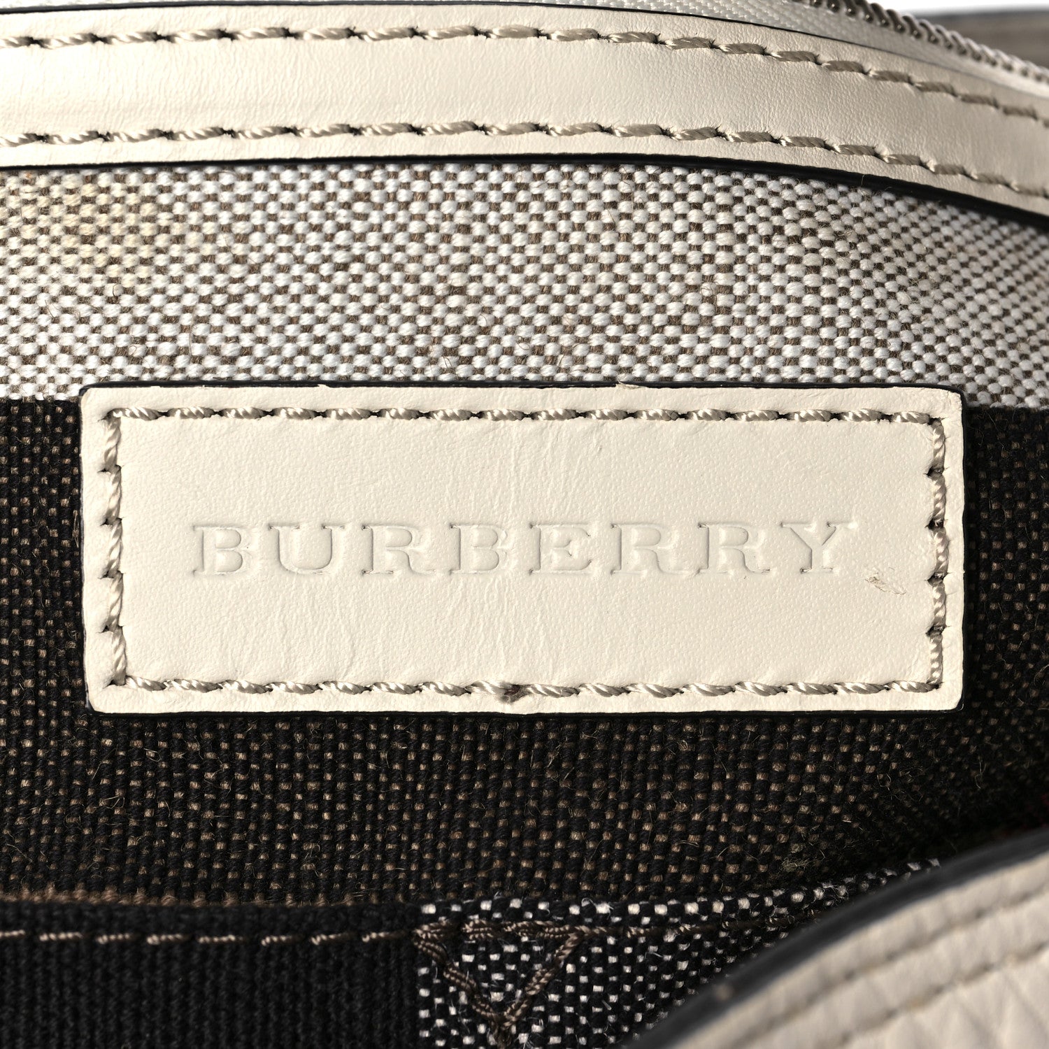 Burberry Grainy Calfskin Canvas Mega Check Medium Ashby Tassel Hobo White 7 of 8