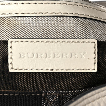 Burberry Grainy Calfskin Canvas Mega Check Medium Ashby Tassel Hobo White 7 of 8